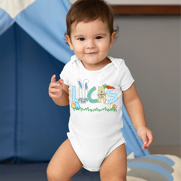 Personalized Baby Cute Easter Bunny Romper | CWEaster51