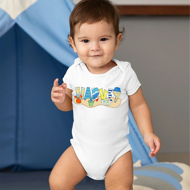 Personalized Baby Summer Beach Style Romper | CWBaby200