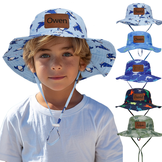 Personalized Leather Patch Cute Bucket Hat for Comfort & Unique | CWBeach174