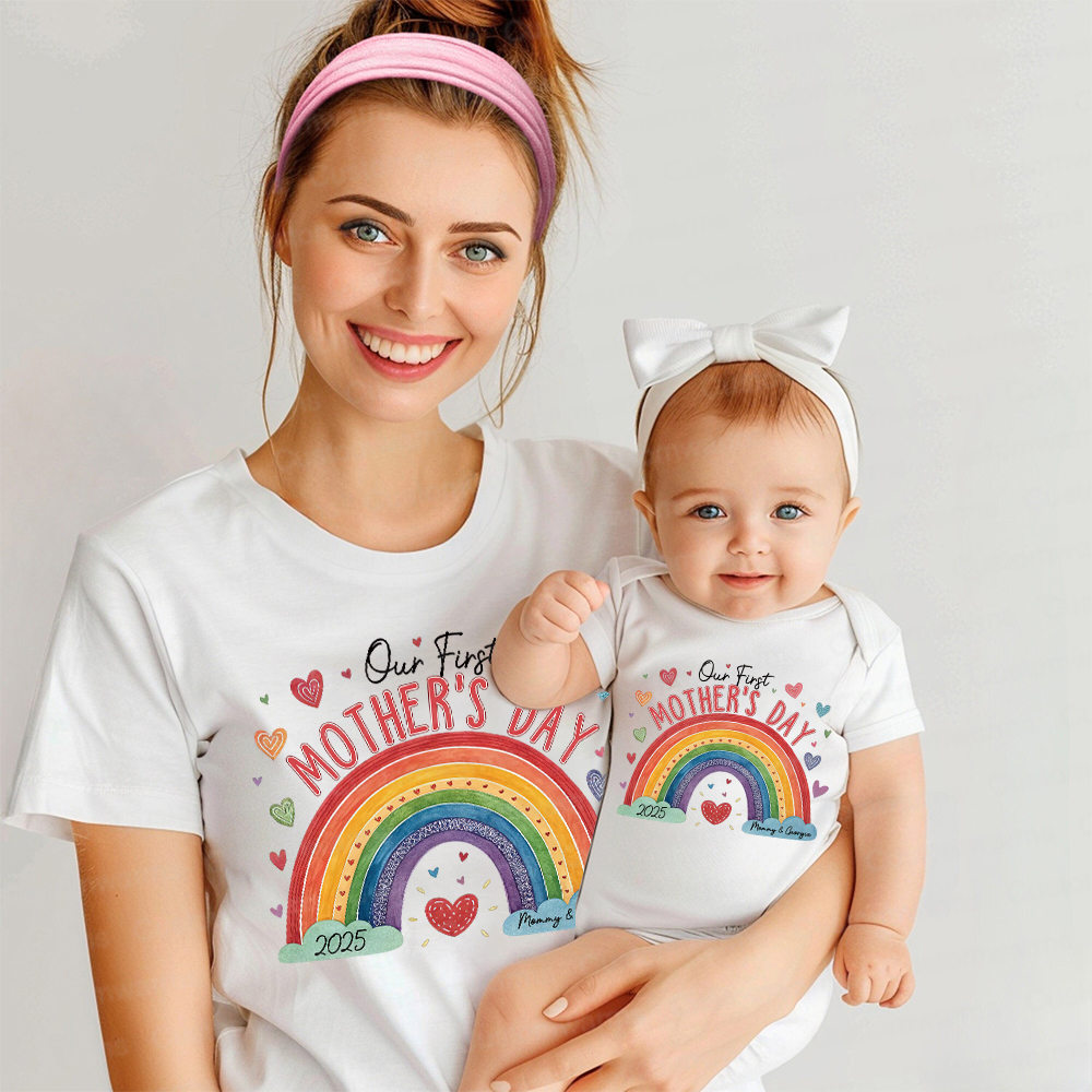 Personalized First Mother's Day Mommy and Baby Outfit | CWFamily21