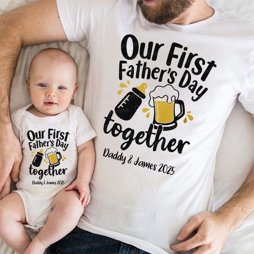 Personalized First Father's Day Daddy and Baby Outfit | CWFamily42