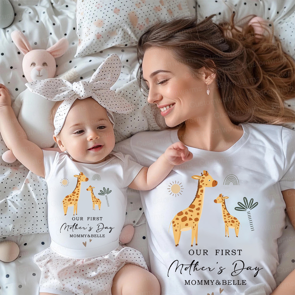 Personalized First Mother's Day Mommy and Baby Outfit | CWFamily28