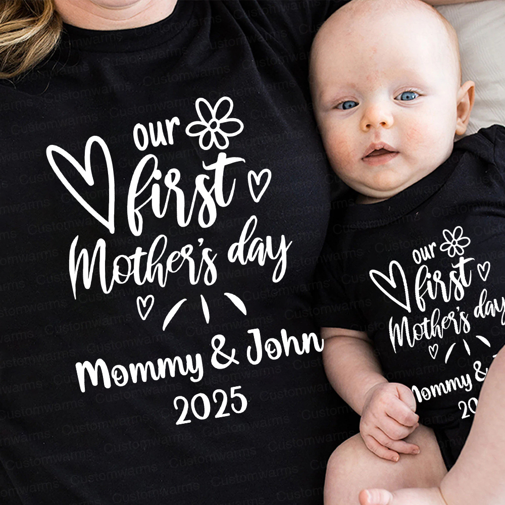 Personalized First Mother's Day Mommy and Baby Outfit | CWFamily45