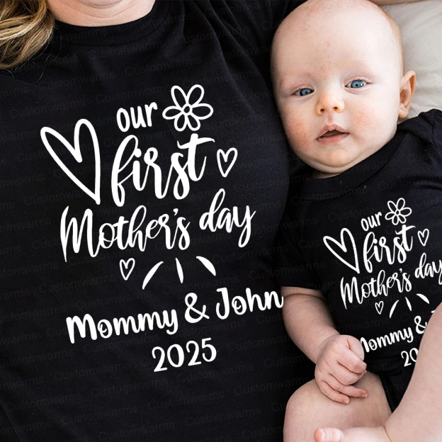 Personalized First Mother's Day Mommy and Baby Outfit | CWFamily45