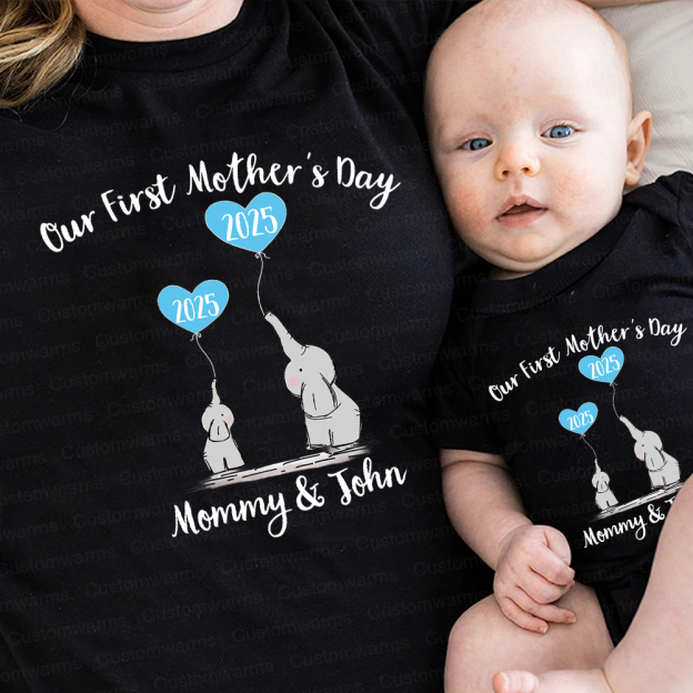Personalized First Mother's Day Mommy and Baby Outfit | CWFamily48