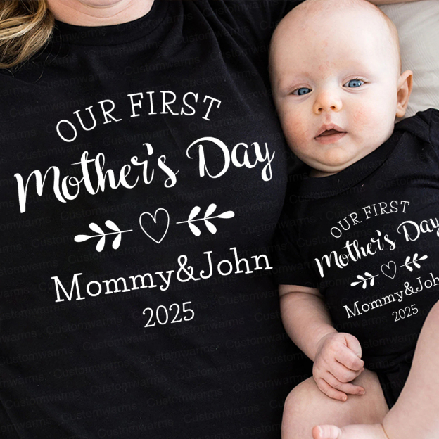 Personalized First Mother's Day Mommy and Baby Outfit | CWFamily50