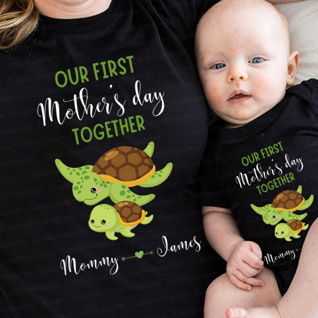 Personalized First Mother's Day Mommy and Baby Outfit | CWFamily46