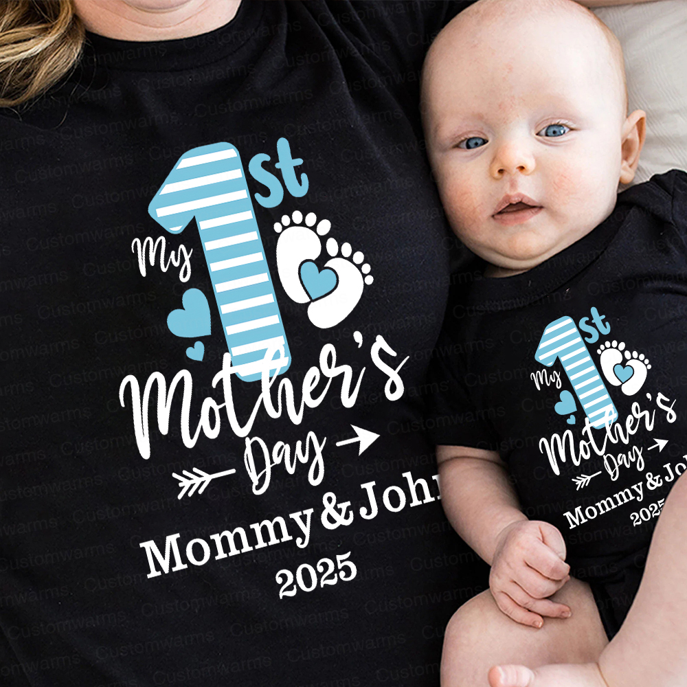 Personalized First Mother's Day Mommy and Baby Outfit | CWFamily54