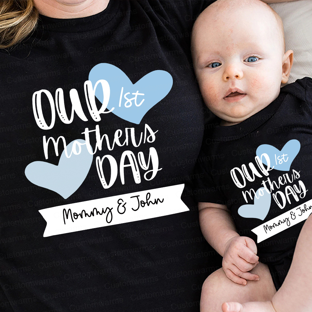 Personalized First Mother's Day Mommy and Baby Outfit | CWFamily58