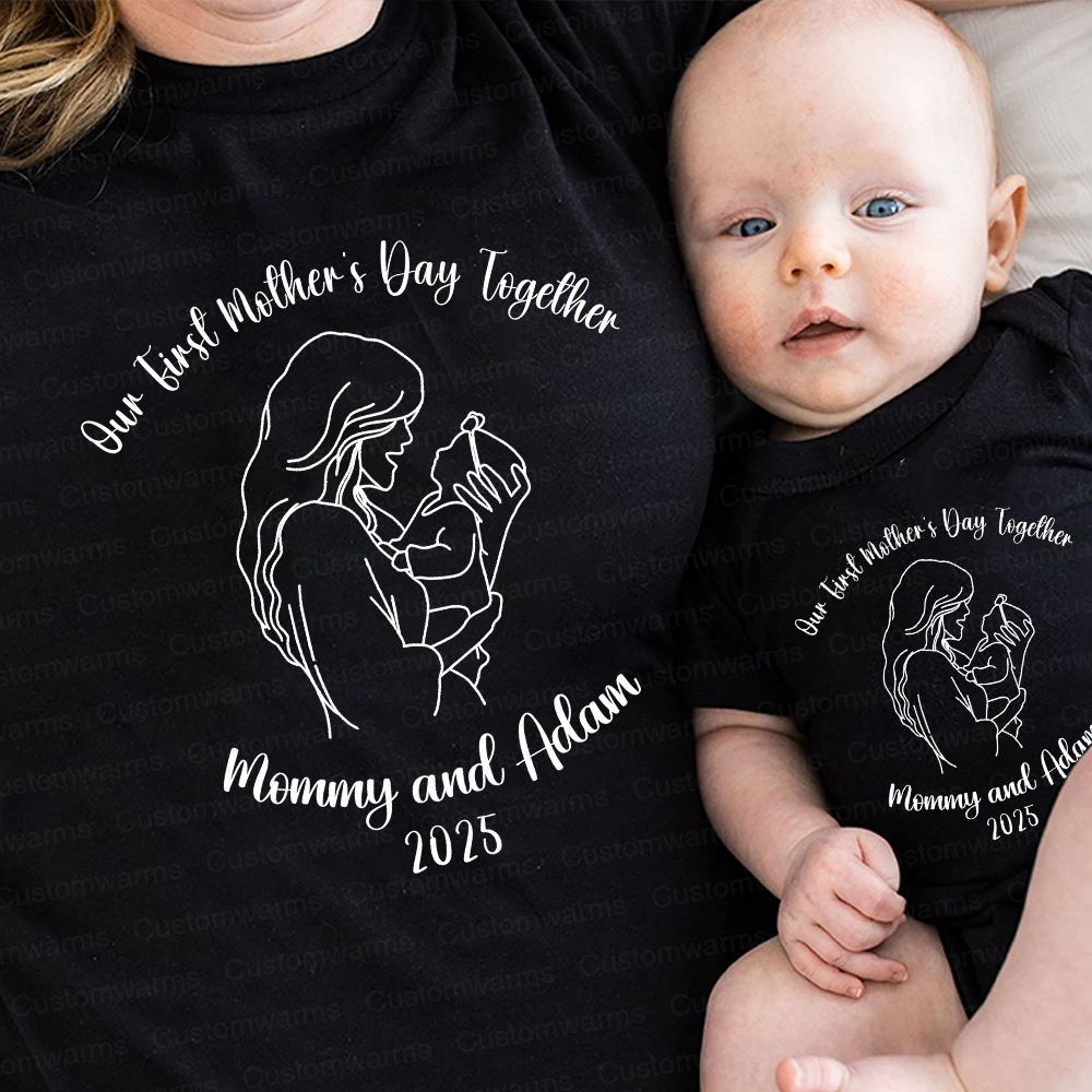 Personalized First Mother's Day Mommy and Baby Outfit | CWFamily61