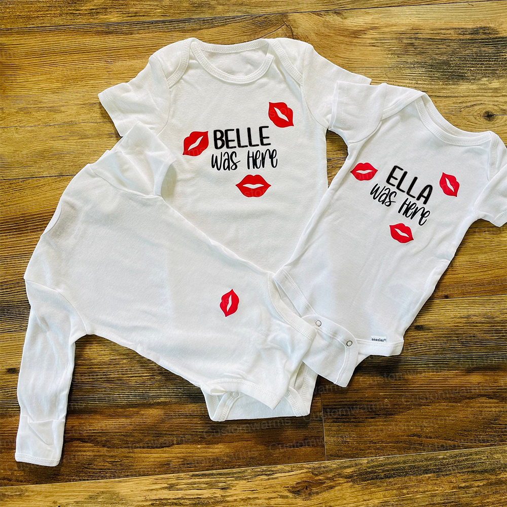 Personalized Baby I Was Here Kisses Romper | CWBaby215