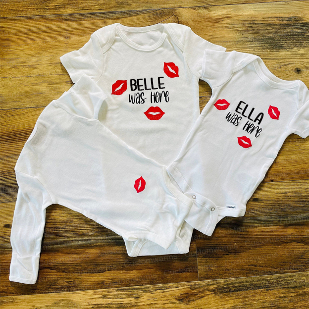 Personalized Baby I Was Here Kisses Romper | CWBaby215
