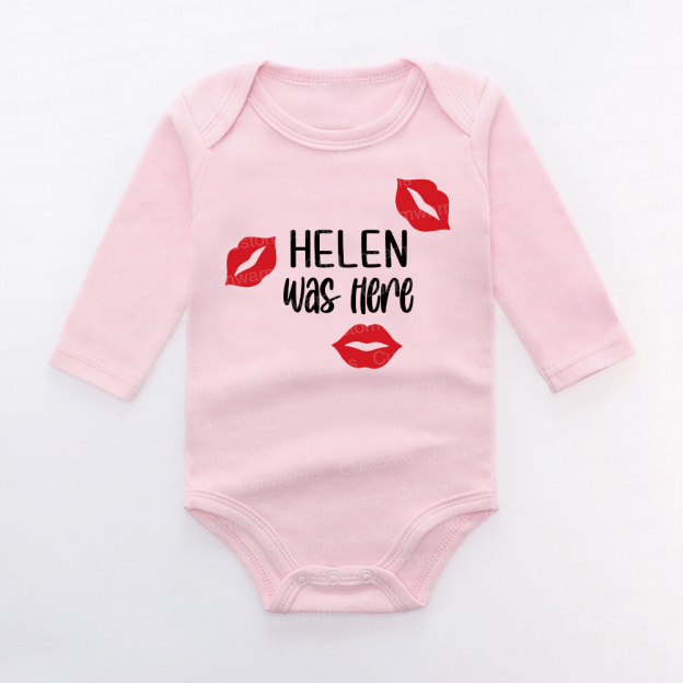 Personalized Baby I Was Here Kisses Romper | CWBaby215