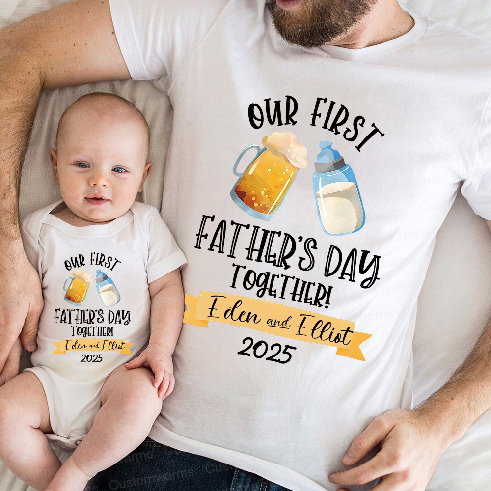 Personalized First Father's Day Daddy and Baby Outfit | CWFamily64