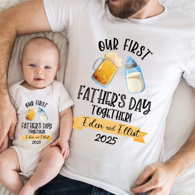 Personalized First Father's Day Daddy and Baby Outfit | CWFamily64