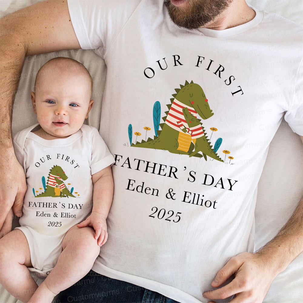 Personalized First Father's Day Daddy and Baby Outfit | CWFamily72