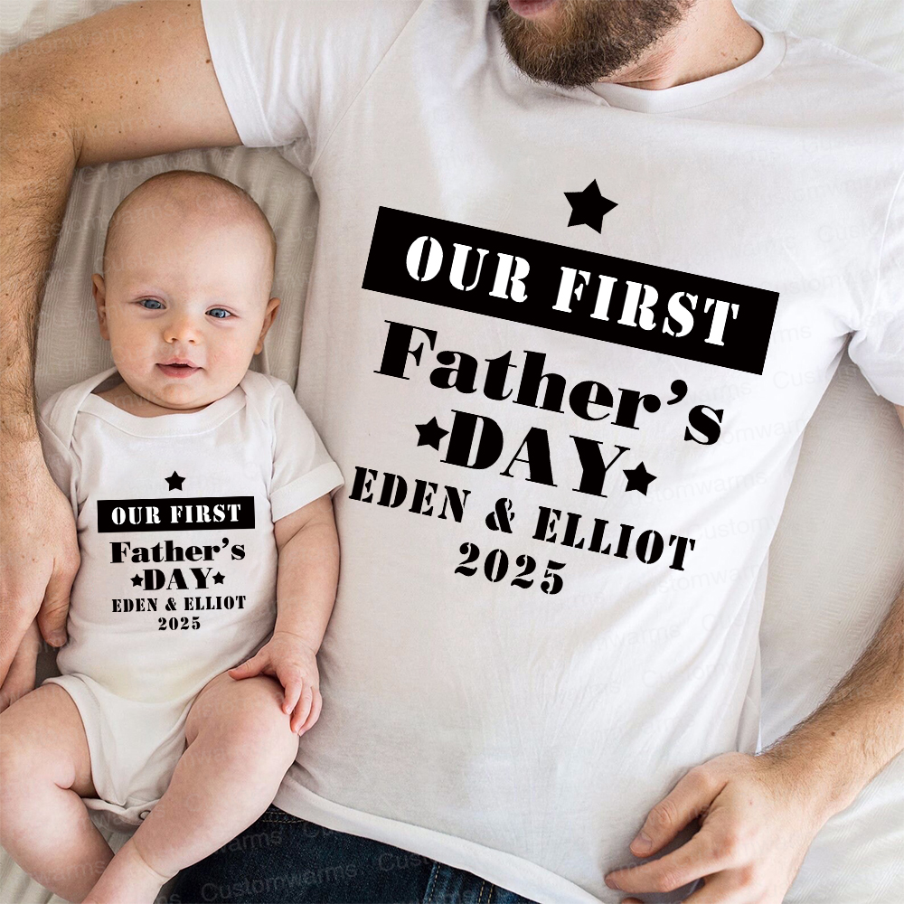 Personalized First Father's Day Daddy and Baby Outfit | CWFamily73