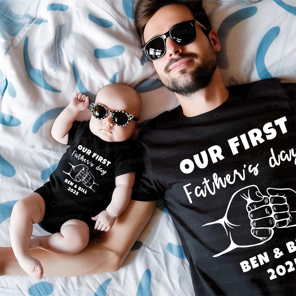 Personalized First Father's Day Daddy and Baby Outfit | CWFamily67