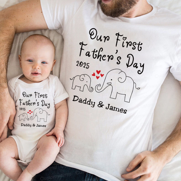 Personalized First Father's Day Daddy and Baby Outfit | CWFamily76
