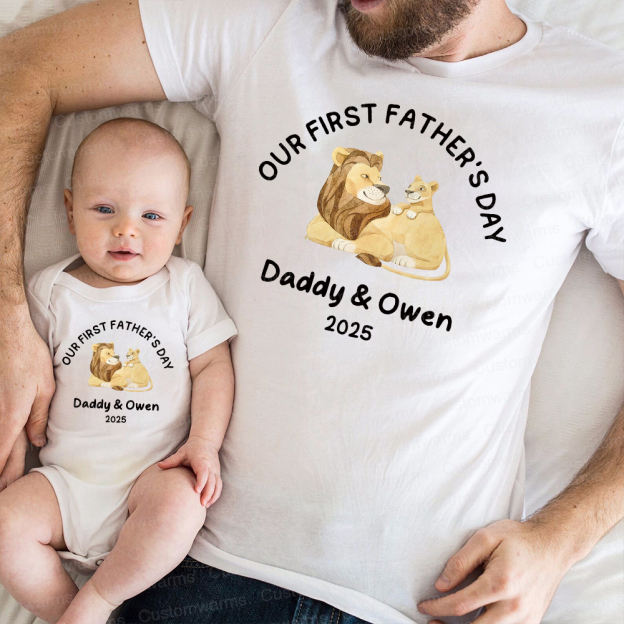 Personalized First Father's Day Daddy and Baby Outfit | CWFamily77