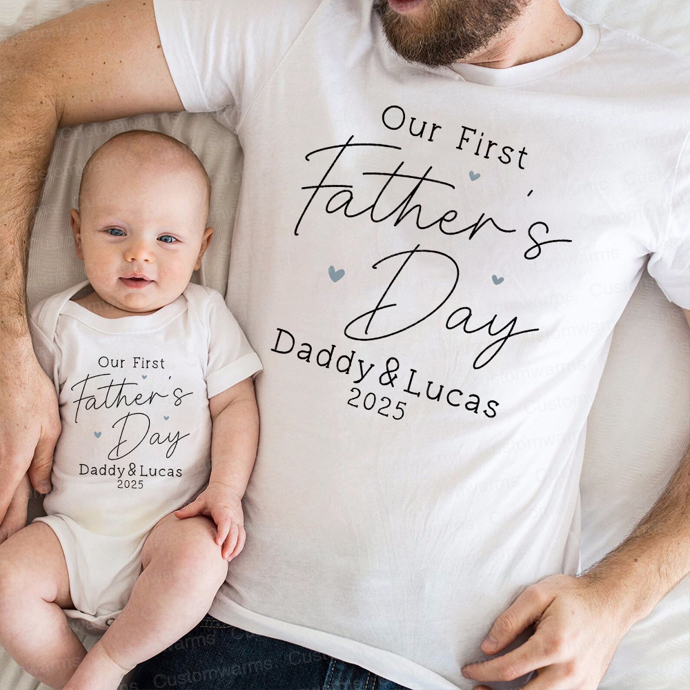 Personalized First Father's Day Daddy and Baby Outfit | CWFamily78