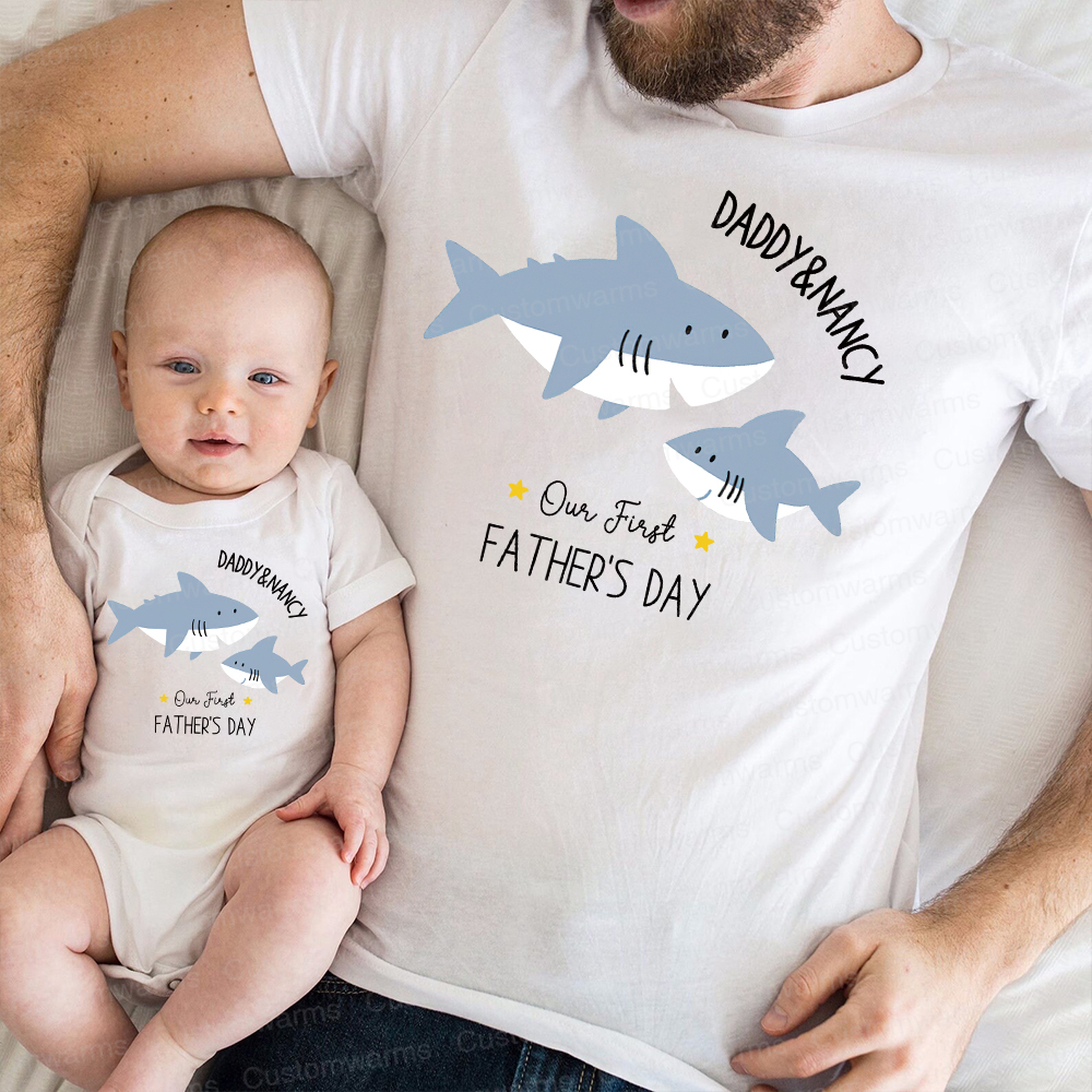 Personalized First Father's Day Daddy and Baby Outfit | CWFamily81