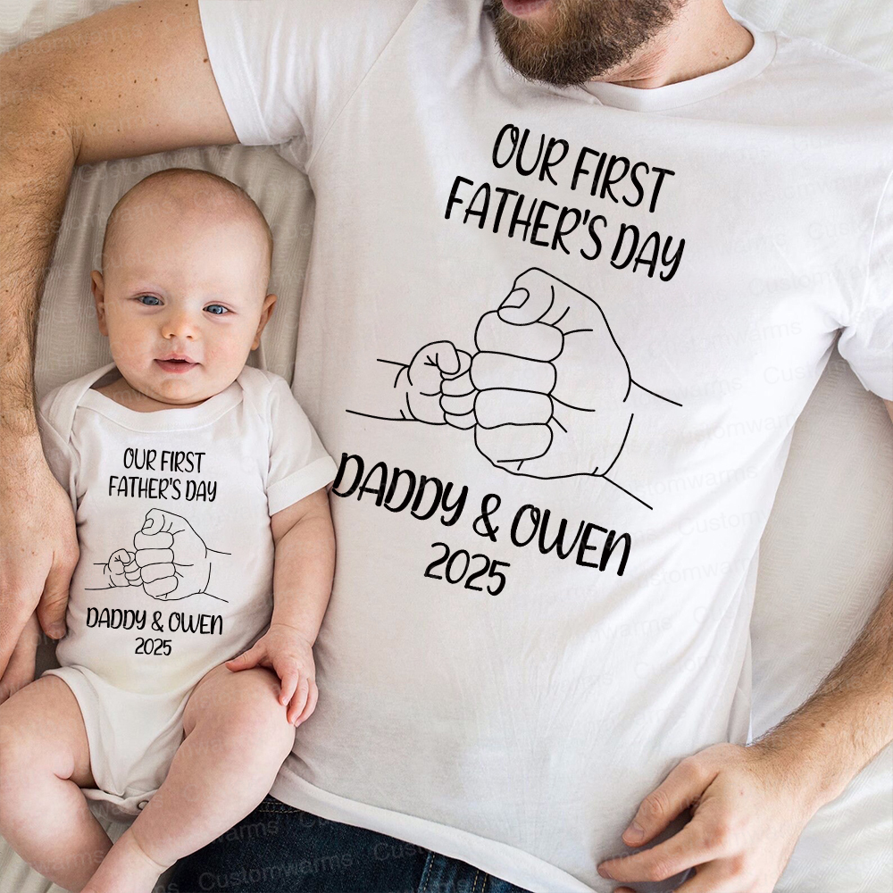 Personalized First Father's Day Daddy and Baby Outfit | CWFamily82