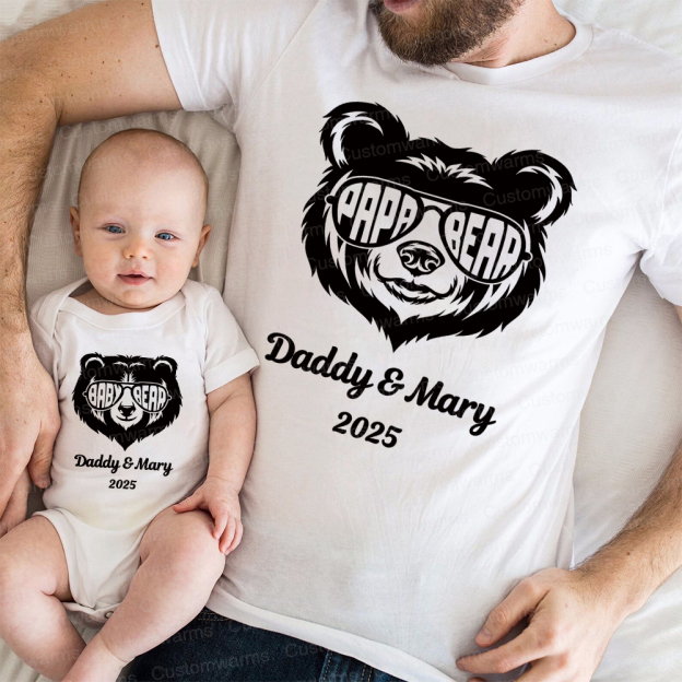 Personalized First Father's Day Daddy and Baby Outfit | CWFamily104