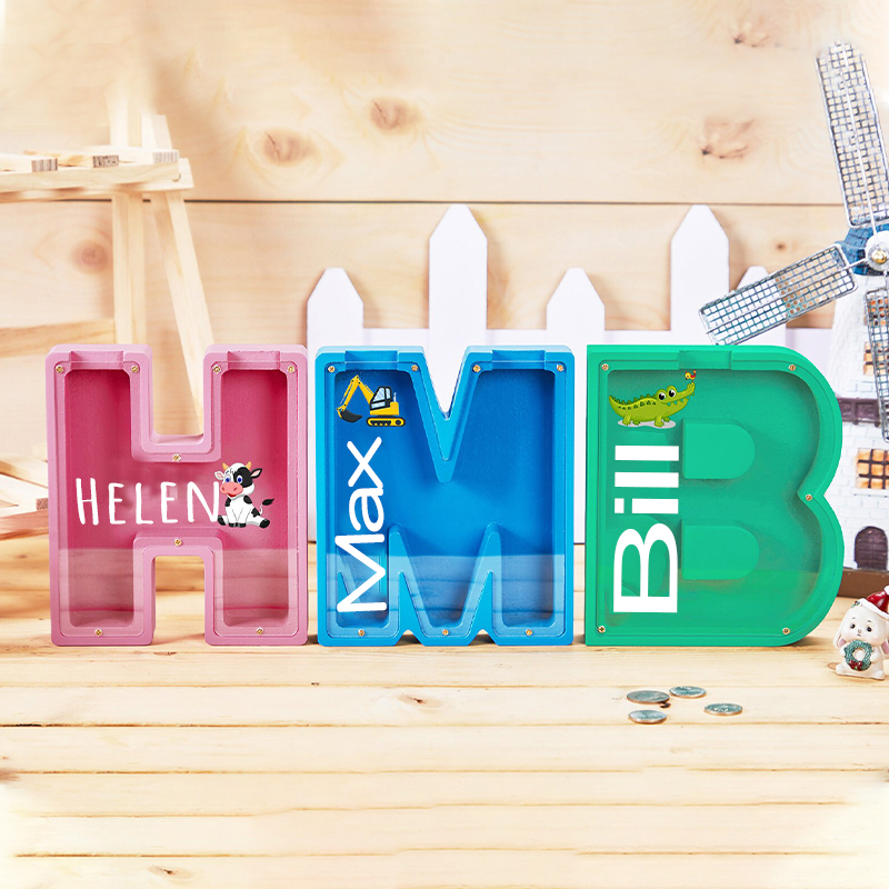 Personalized Kid Cute Wood Letter Money Boxes