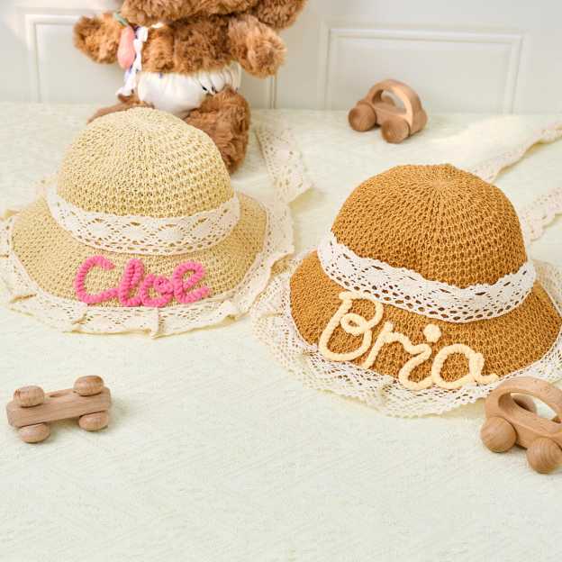 Personalized Summer Hand Embroidered Straw Hat | CWBeach202