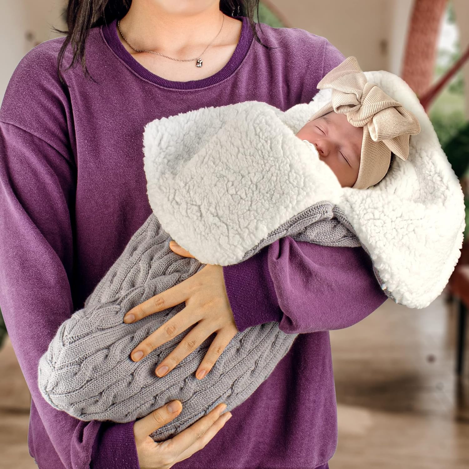 Personalized Embroidery Sherpa Sleeping Bag for Babies | CWBaby93