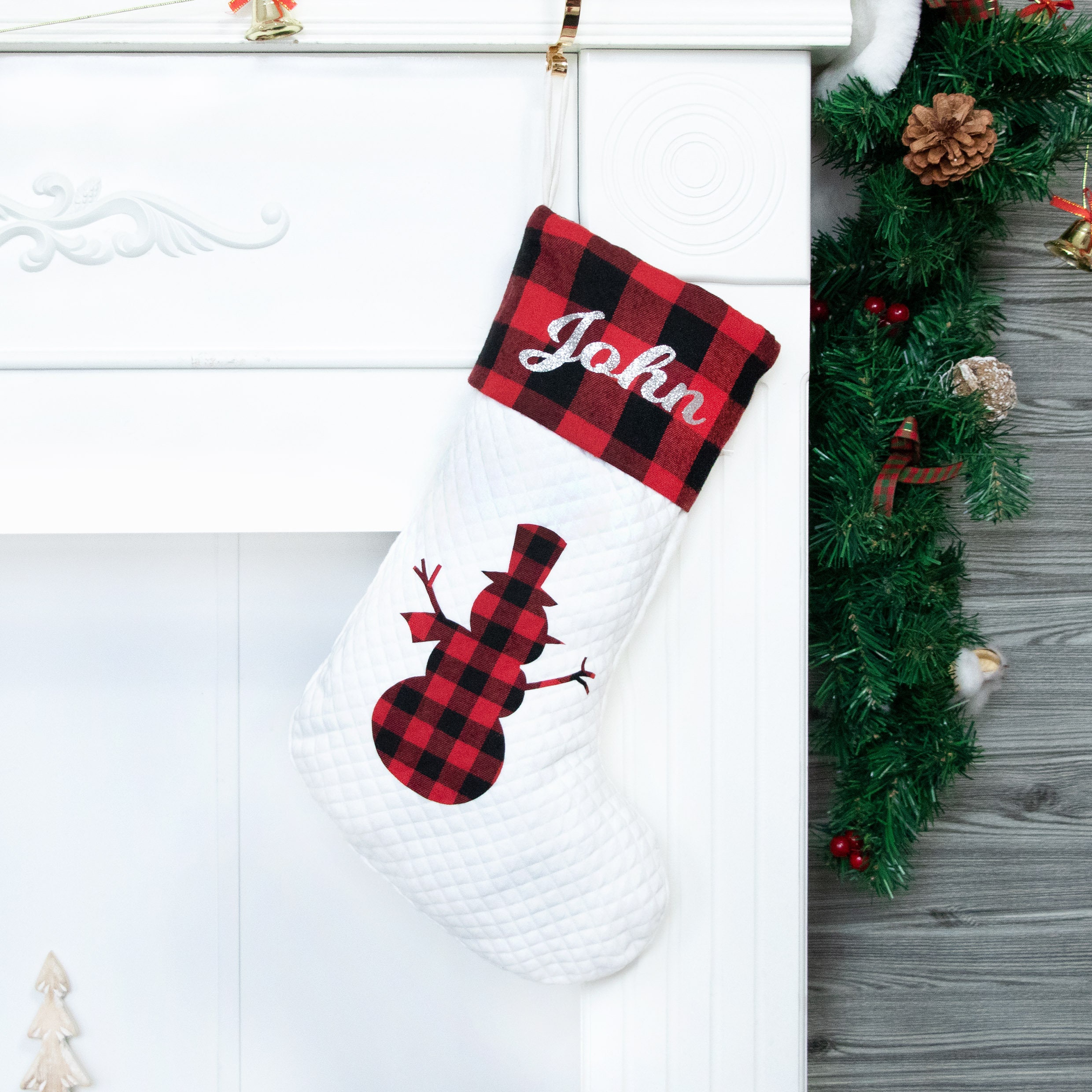 Personalized Buffalo Plaid Christmas Stocking | MCGift58