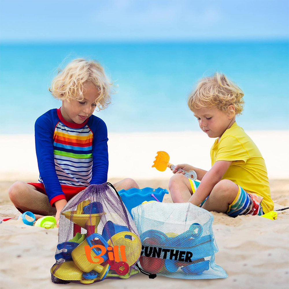 Personalized Beach Toy Collection Mesh Drawstring Bag | CWBeach150