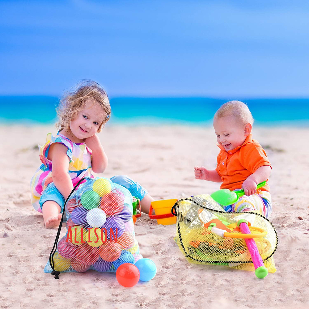 Personalized Beach Toy Collection Mesh Drawstring Bag | CWBeach150
