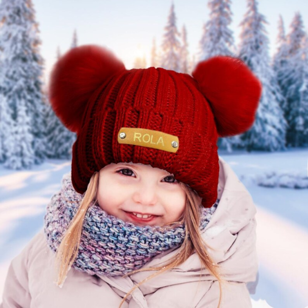 Personalized Name Kid Pom Pom Hat for Comfort & Unique | HSKid09