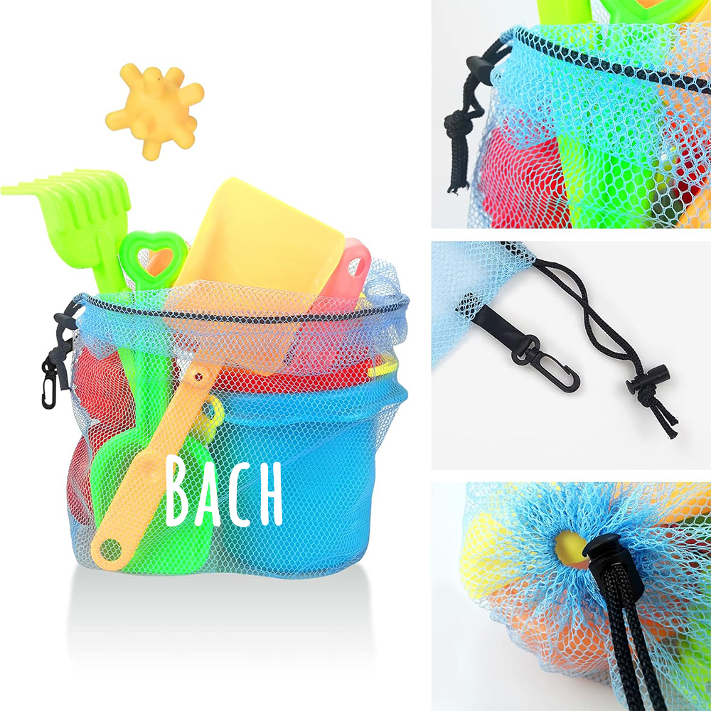 Personalized Beach Toy Collection Mesh Drawstring Bag | CWBeach150
