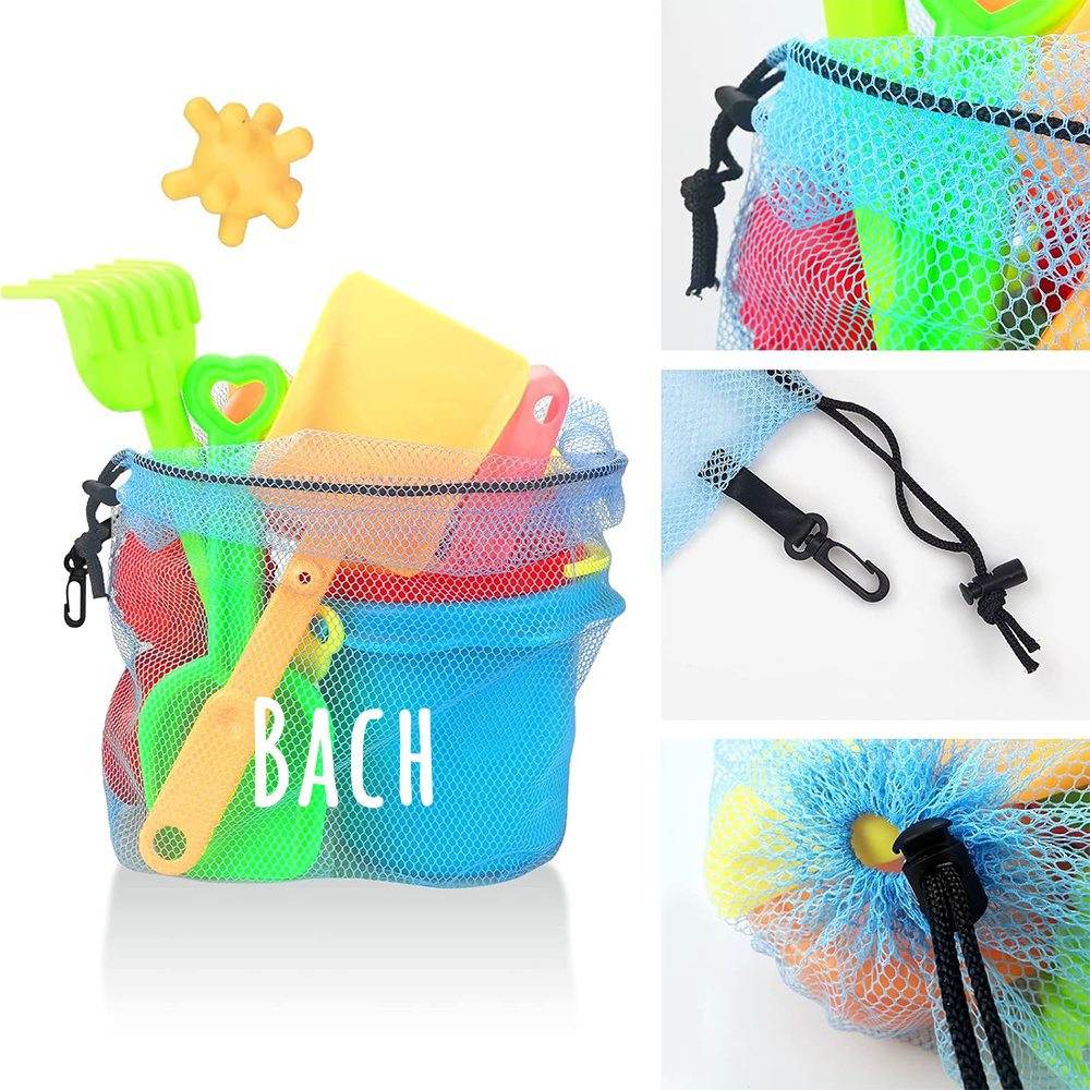 Personalized Beach Toy Collection Mesh Drawstring Bag | CWBeach150