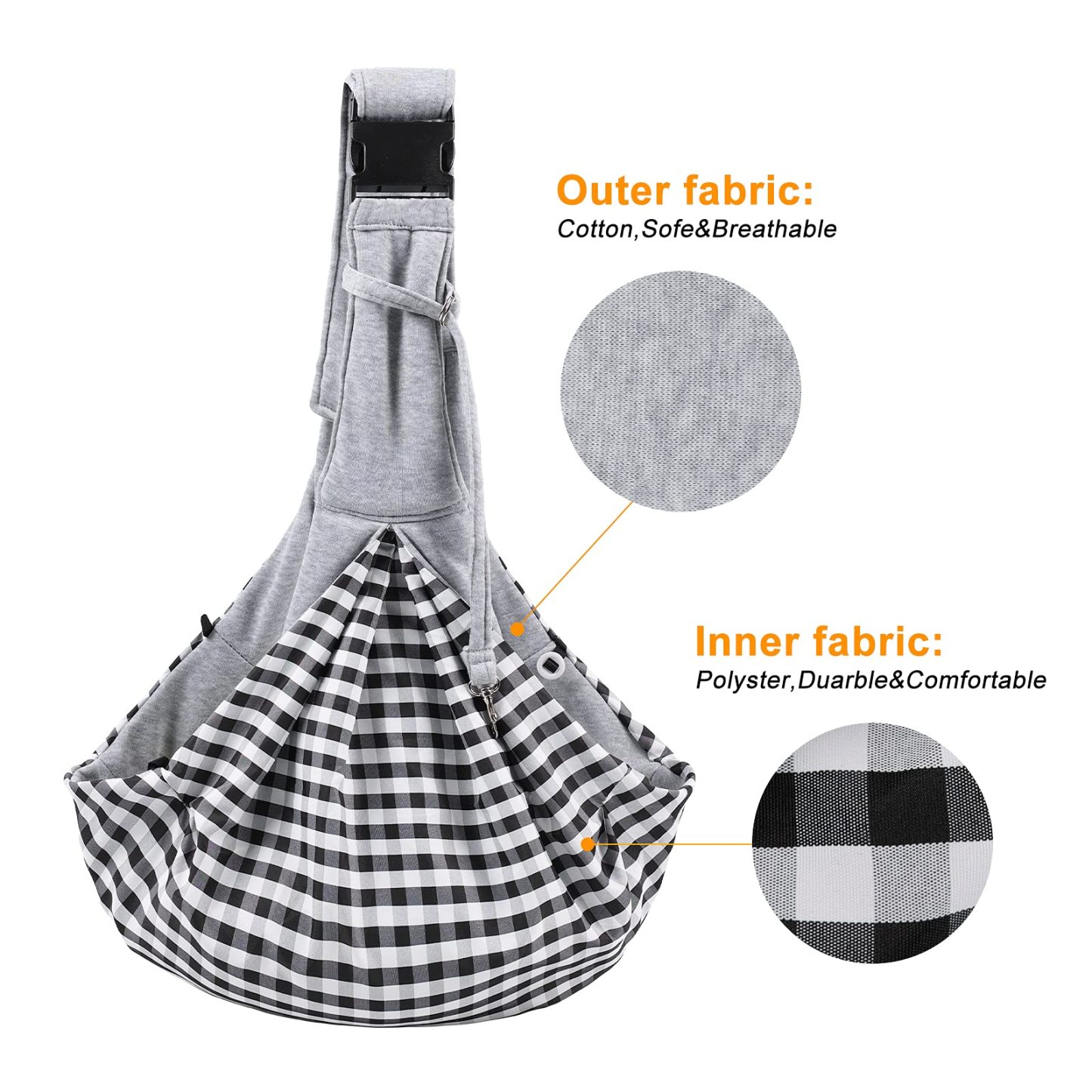 Personalized Pet Portraits Photo Hands Free Sling Carrier | BKPet390