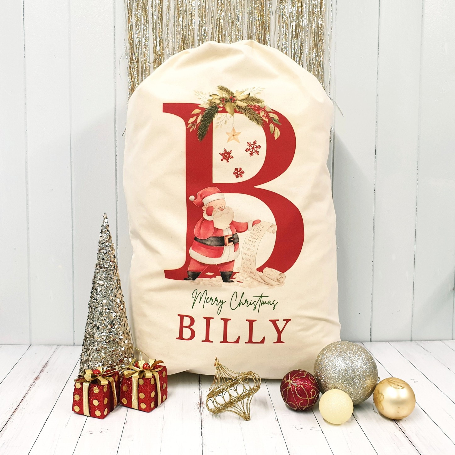 Personalized Name & Initial Christmas Gift Sack | MCGift22