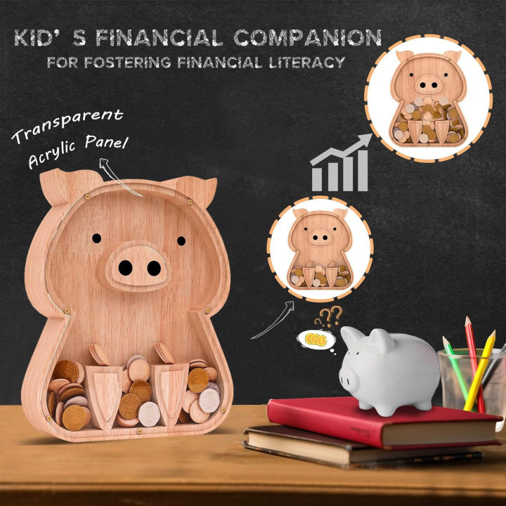 Personalized Kids Wooden Piggy Bank | CWToy66