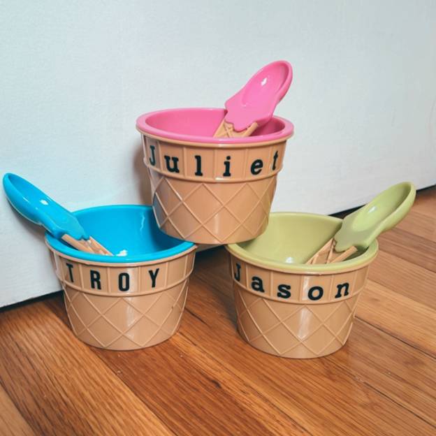 Personalized Kid Toy Reusable Ice Cream Bowl with Spoon | CWToy48