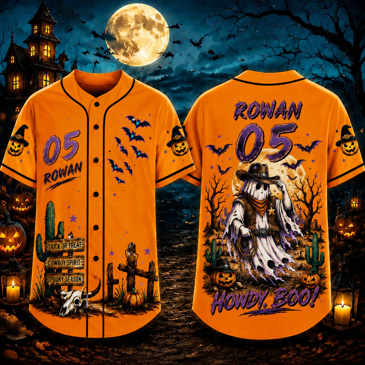 Personalized Halloween Button Up Baseball Jersey For Kid & Adult | CWHalloween100