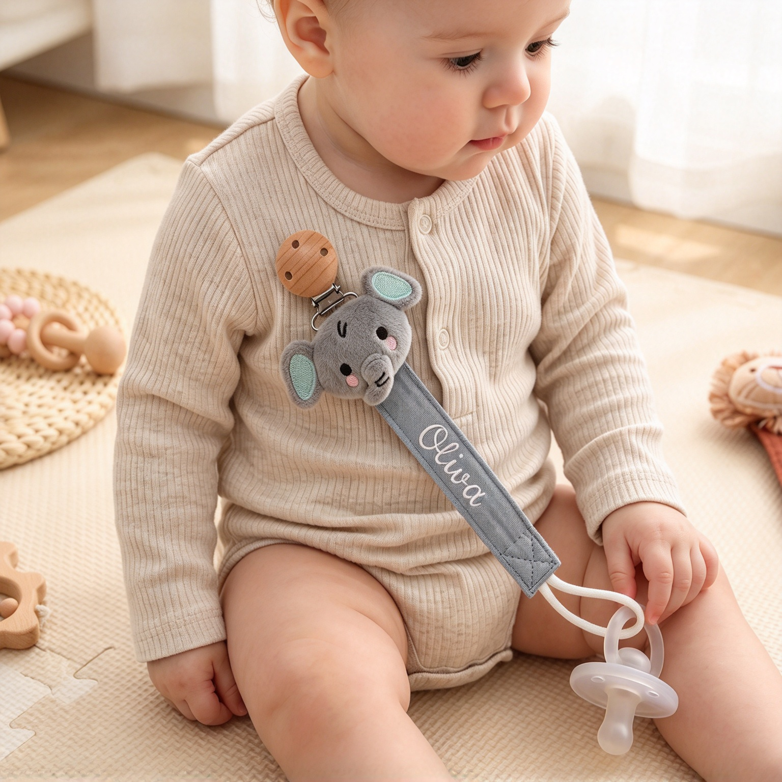 Personalized Embroidered Lovely Pacifier Strap For Baby | CWToy133