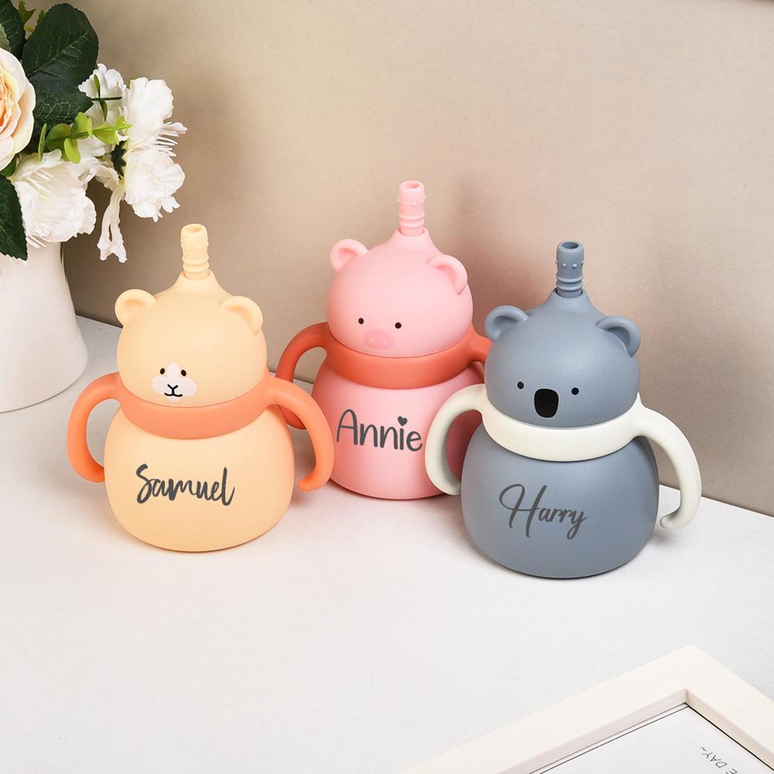 Personalised Baby Food Grade Sippy Silicone Cup  | CWBaby94