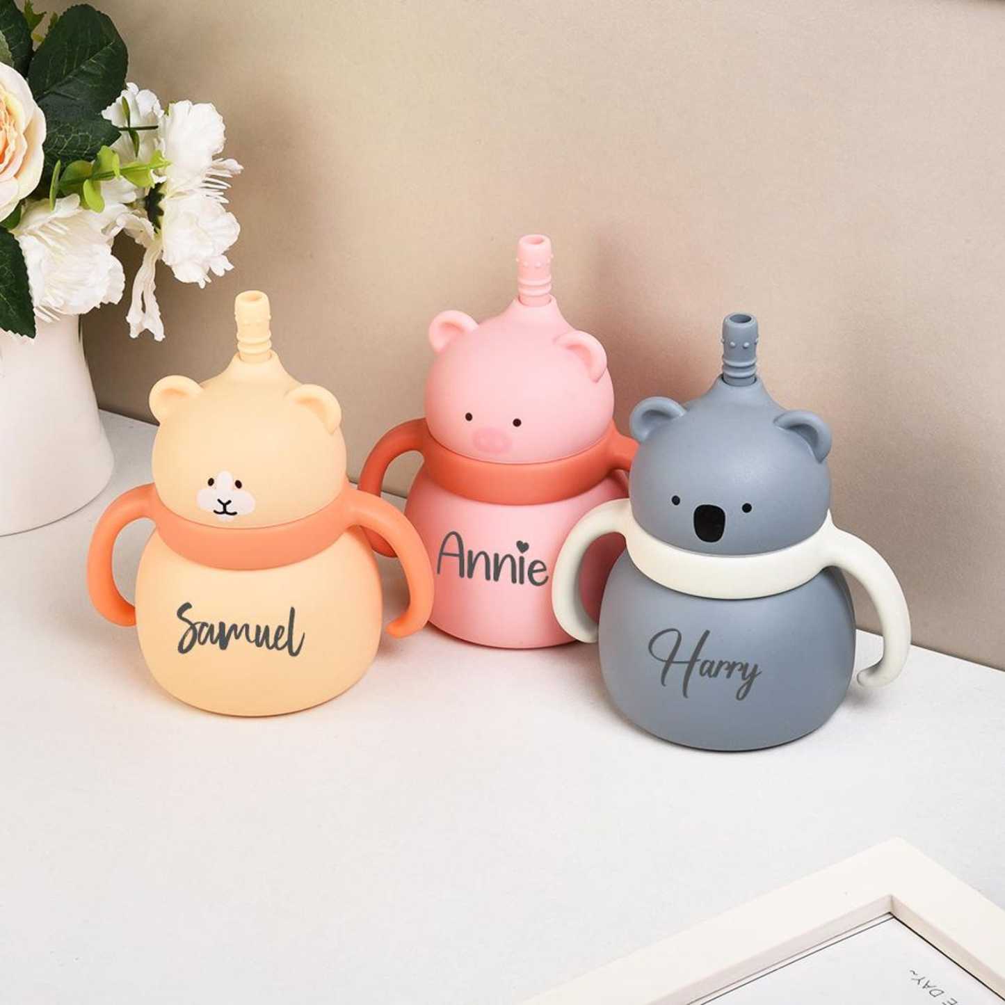 Personalised Baby Food Grade Sippy Silicone Cup  | CWBaby94
