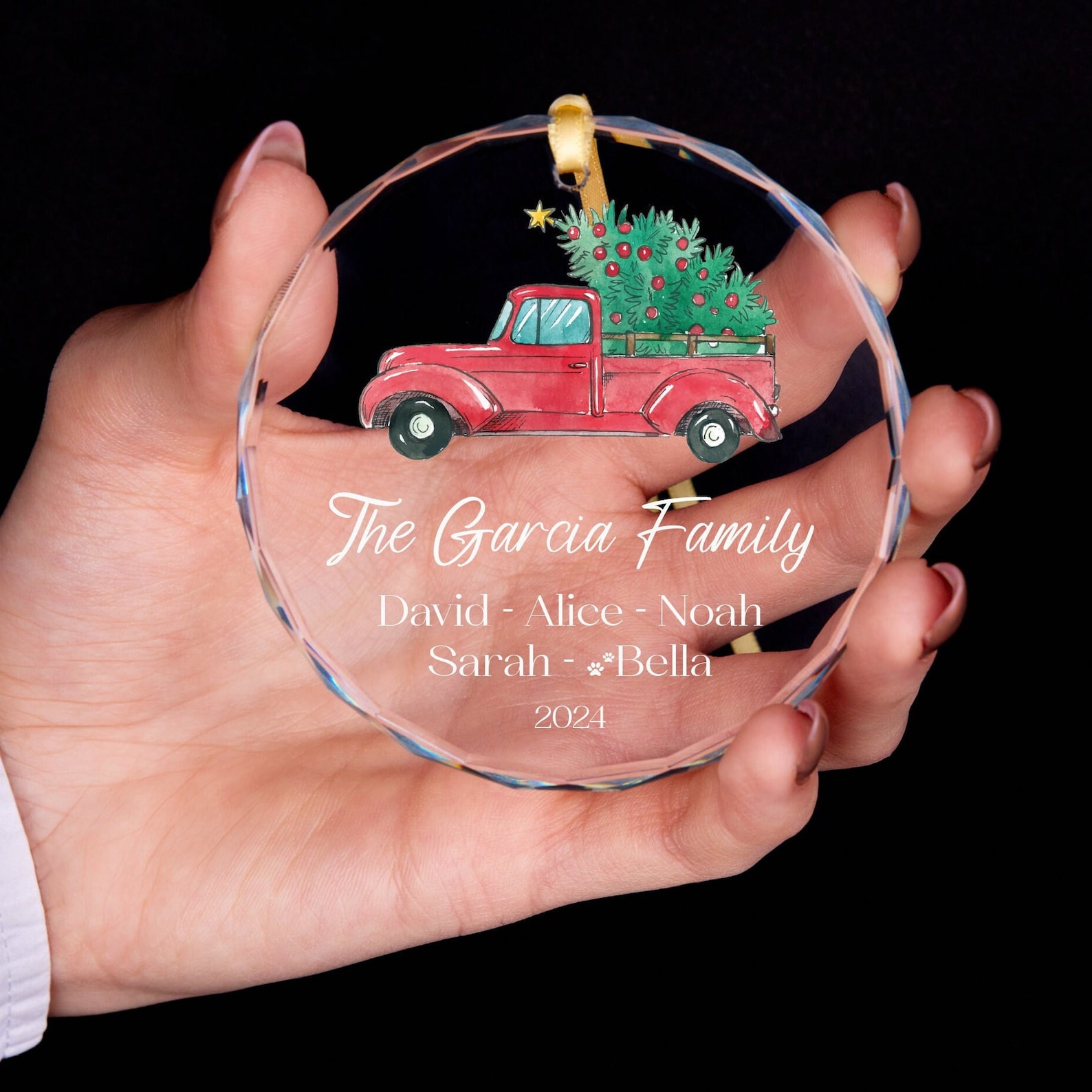 Personalized Glass Family Christmas Ornaments | CWGlass17