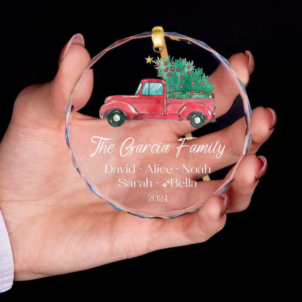 Personalized Glass Family Christmas Ornaments | CWGlass17