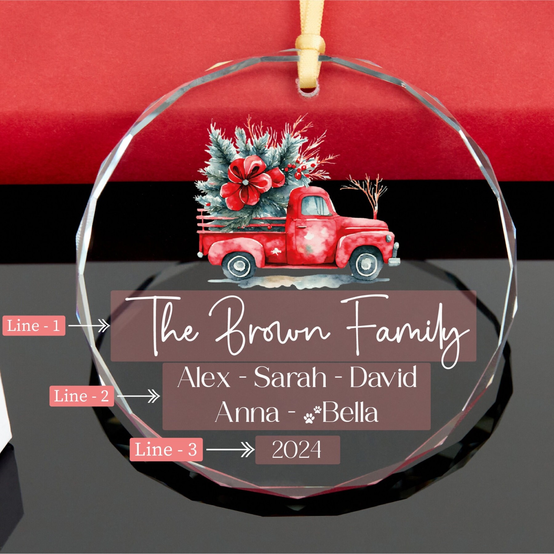 Personalized Glass Family Christmas Ornaments | CWGlass16