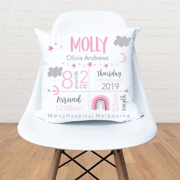 Personalised Lovely Birth Announcement Cushion | CWBaby96