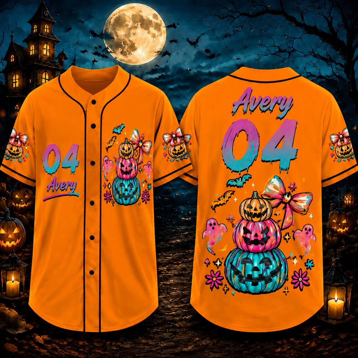 Personalized Halloween Button Up Baseball Jersey For Kid & Adult | CWHalloween103